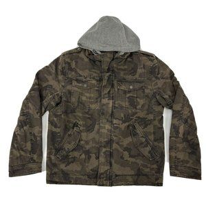 Levis Jacket Mens M Brown Camouflage‎ Sherpa Fleece Lined Removable Hoodie Bib